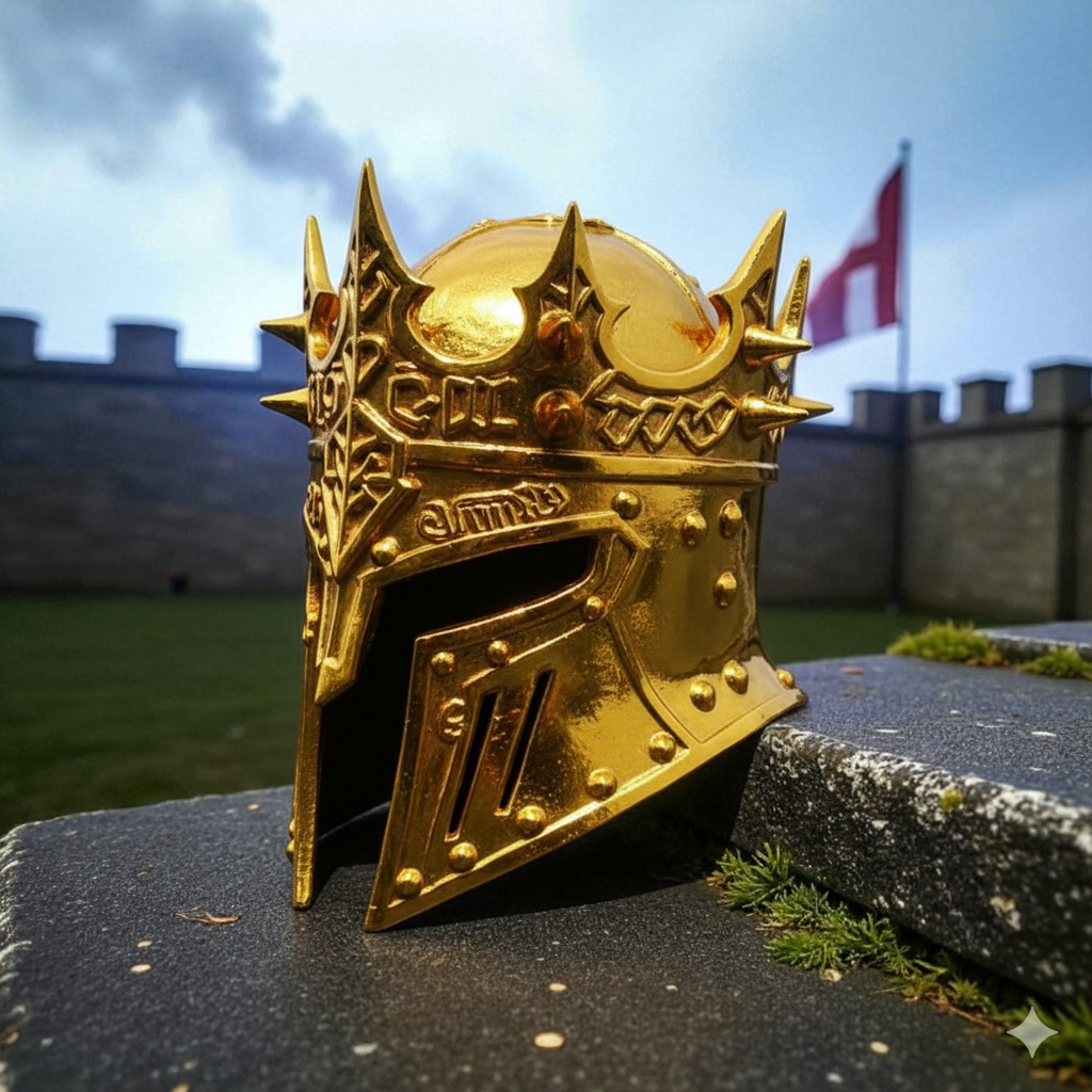 Crusader Knight Helmet .999 Fine Silver Statue — USA