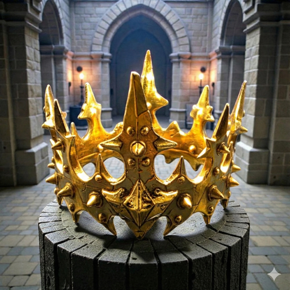 Dark King crown .999 fine silver statue, rear view
